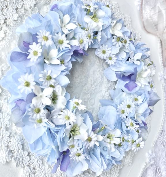 爽やかパステルブルーリース /ART-501/ 約径18㎝(フルールちよさん)のメインイメージ