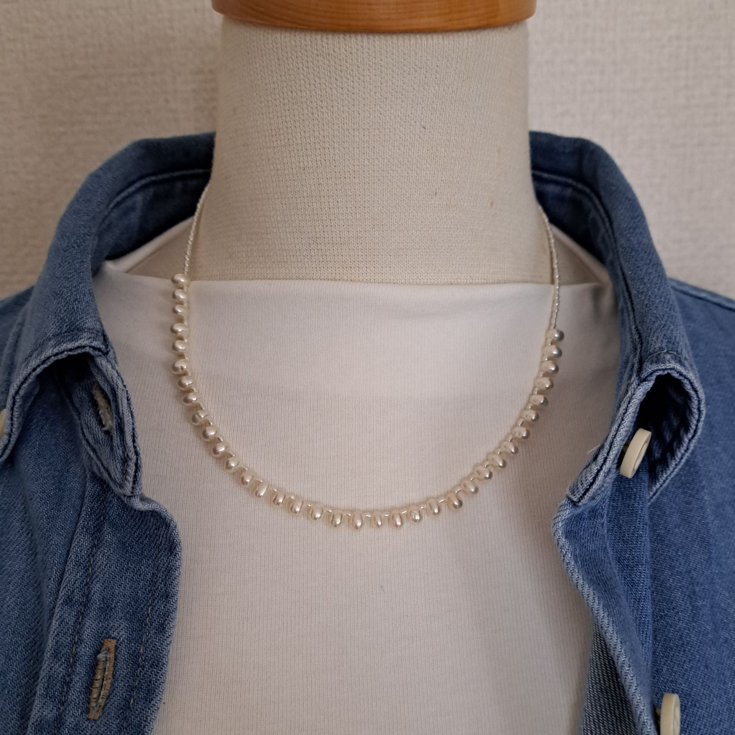 【ホワイト】淡水パールネックレス　MNE003(unupli jewelry ‐ウヌプリ ジュエリー‐さん)のメインイメージ