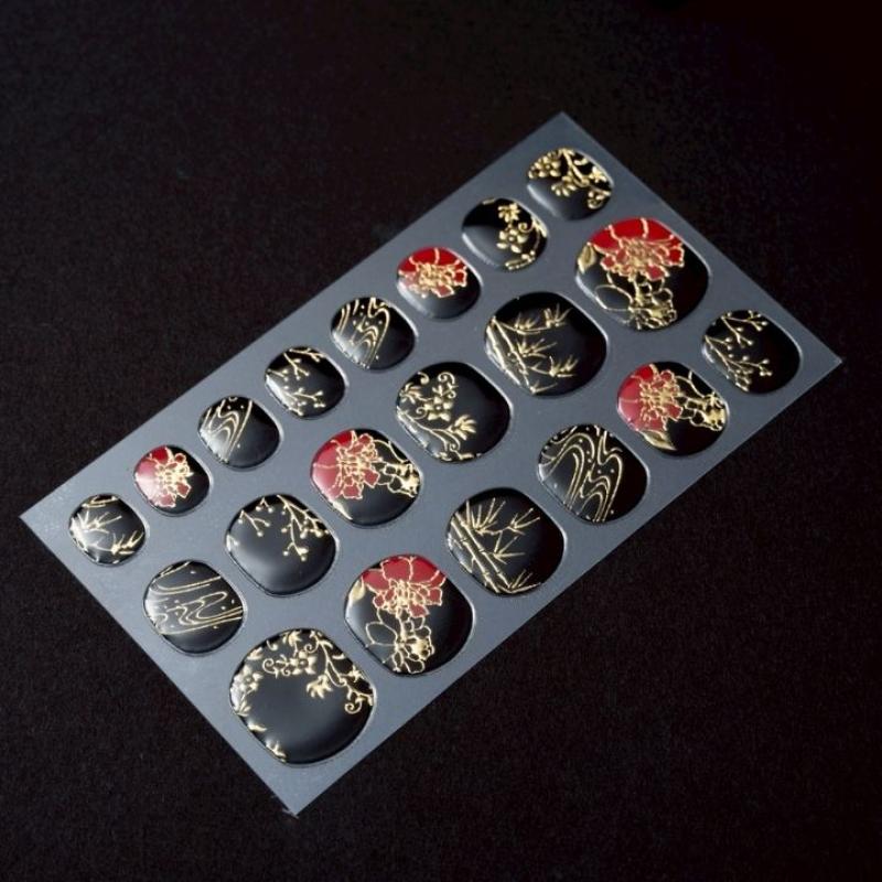和風ネイルシール　Nail Sticker 匠・漆黒牡丹(ショート)(LUNAKAさん)のメインイメージ