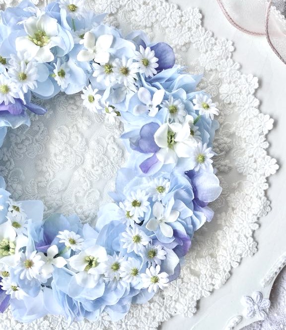 爽やかパステルブルーリース /ART-501/ 約径18㎝(フルールちよさん)のメインイメージ