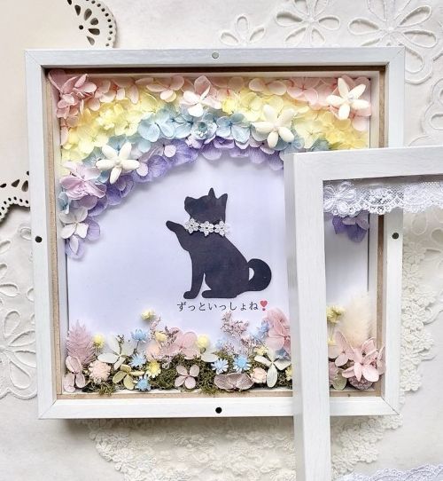 【うちの子フレーム/虹のお花畑】AR-510 / 21×21×D5㎝/木枠ガラスフレーム/写真・お名前・メッセージ入(フルールちよさん)のメインイメージ