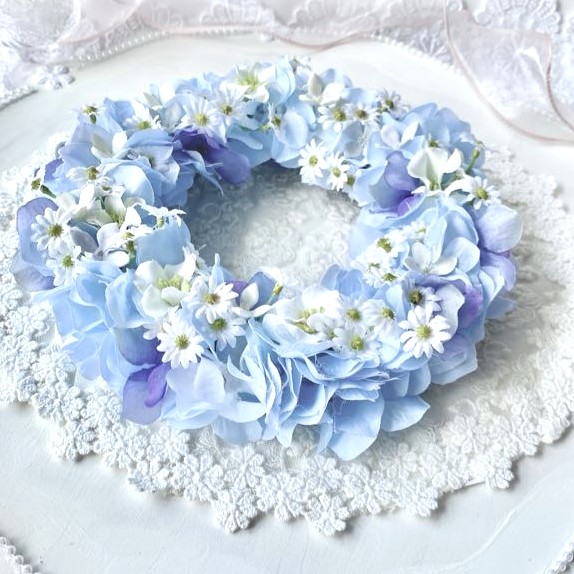 爽やかパステルブルーリース /ART-501/ 約径18㎝(フルールちよさん)のメインイメージ