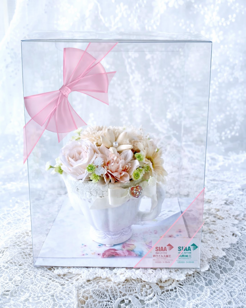 花咲くティーカップアレンジ ・カタリーヌフラワー /CA-604/ H12㎝(フルールちよさん)のメインイメージ