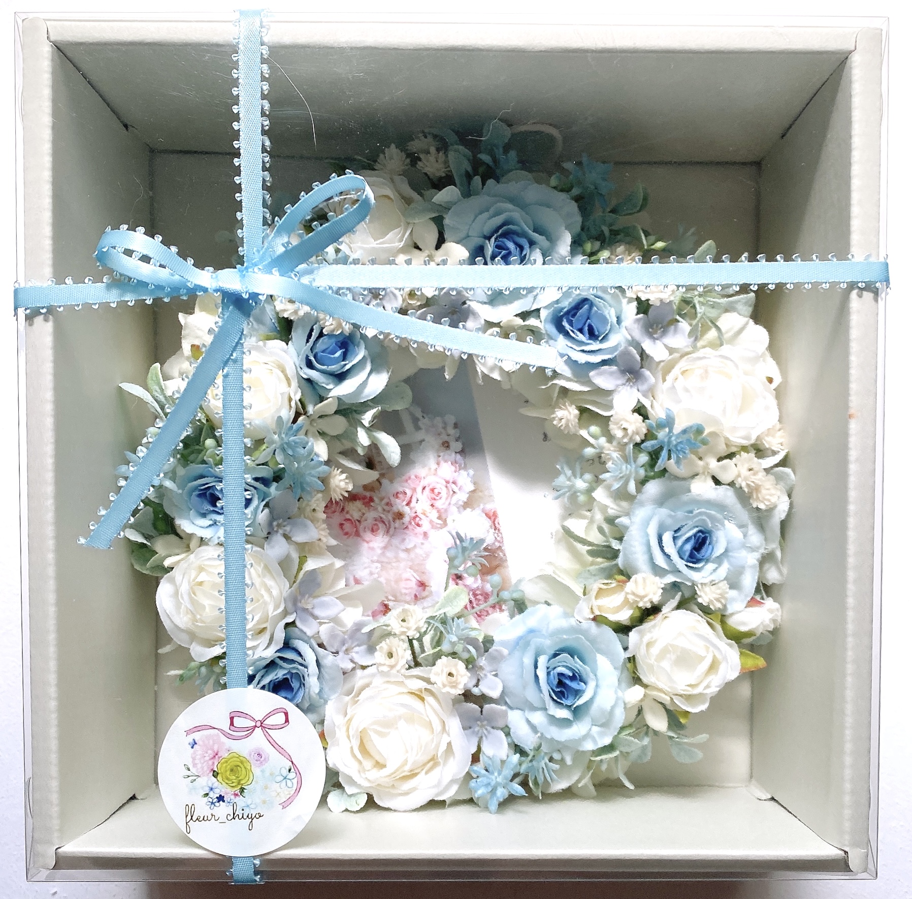 爽やかパステルブルーリース /ART-501/ 約径18㎝(フルールちよさん)のメインイメージ