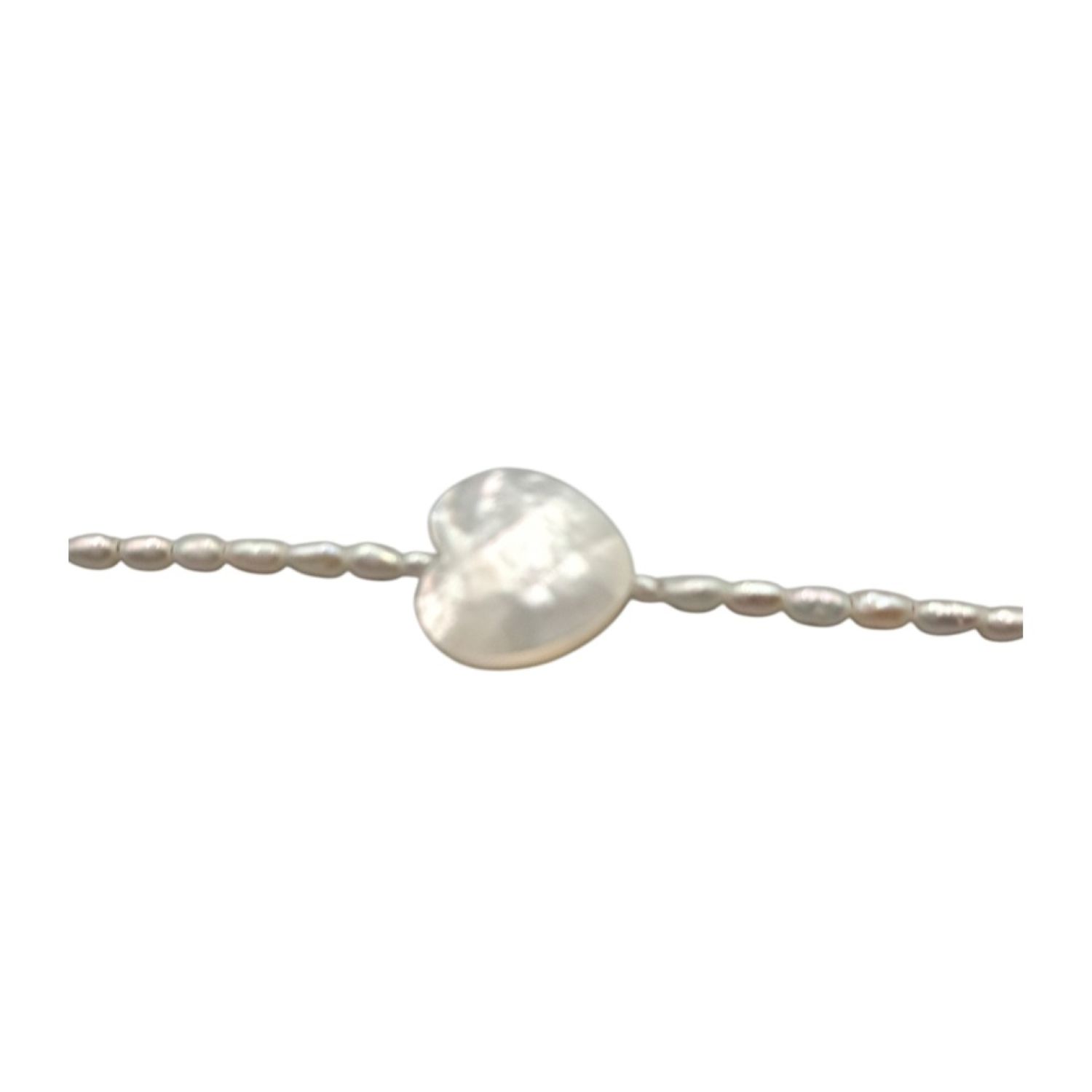 【Heart】ハート 型マザーオブパール×淡水パールブレスレット　MBL706(unupli jewelryさん)のメインイメージ